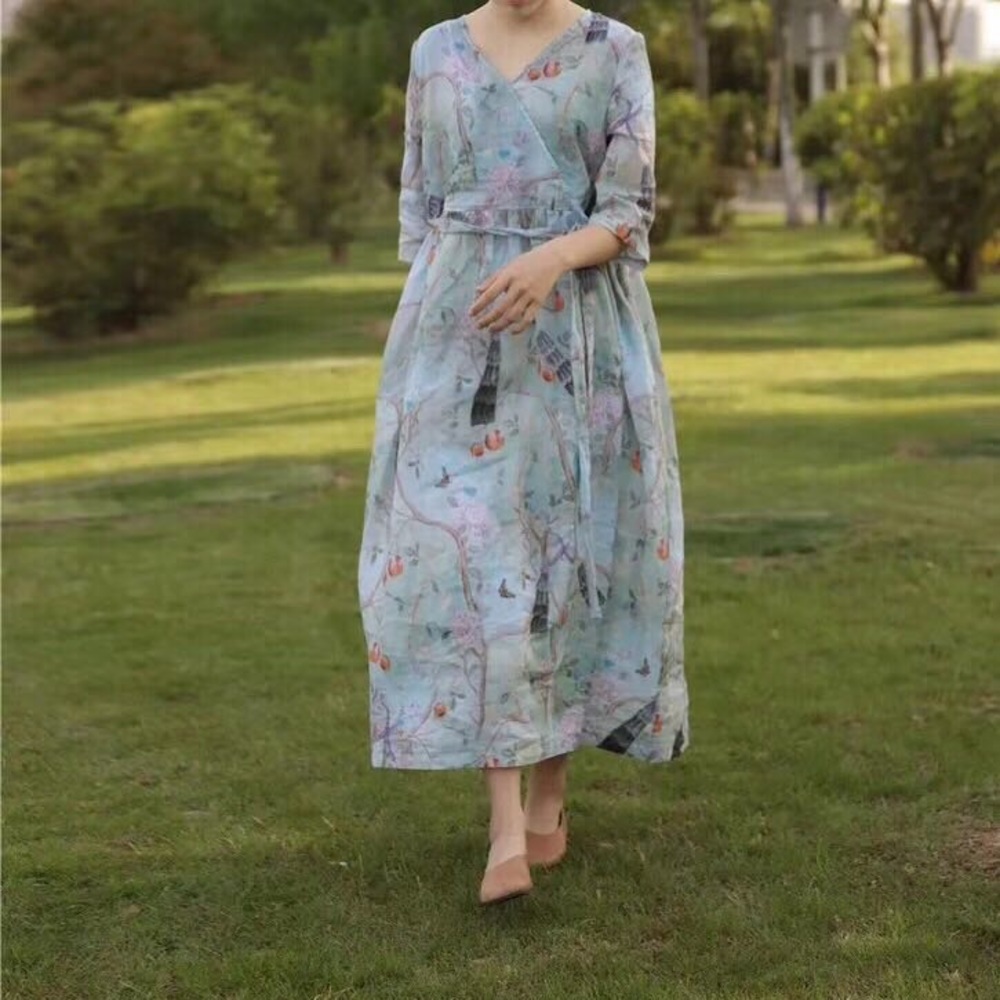Dress: Blue flower print